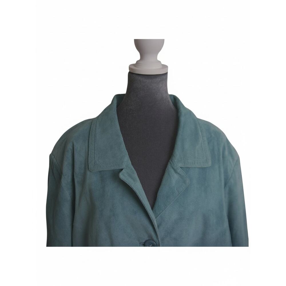 Jessica Holbrooks Mint Green Leather Suede Jacket Lined w/ Pockets Sz 3X GUC - Picture 8 of 16